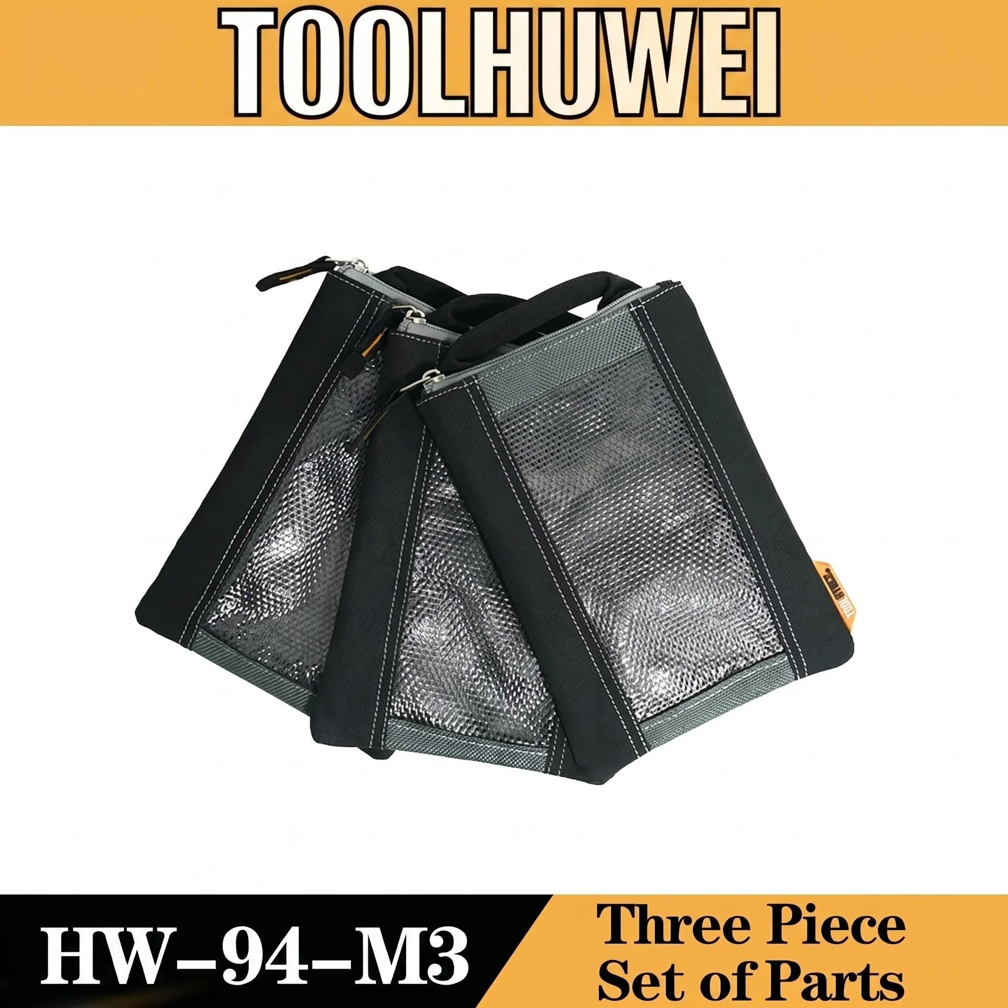 TOOLHUWEI 3PCS Nails Pouch High-Capacity Quick-hanging Waist Bag Nails Screws Durable Tool Storage Bag