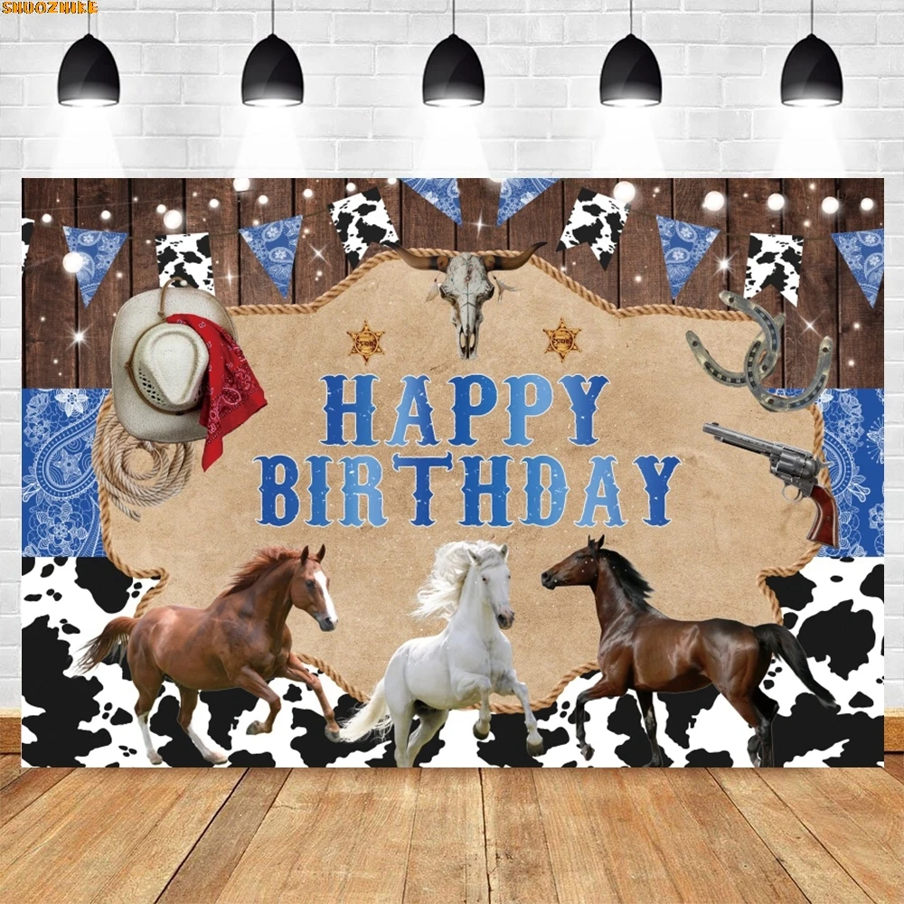 

Western Cowboy Horse Backdrop Flowers Leaves Hat Boots Cactus Baby Shower Girl Boy Birthday Party Photography Background Decor