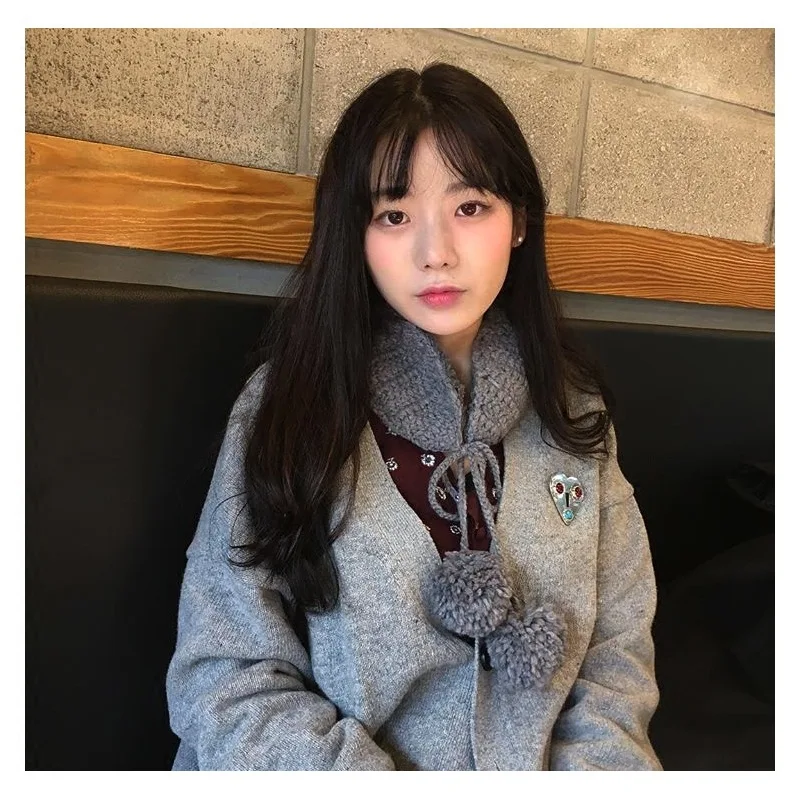 귀여운 니트 귀마개, 폼폼 태슬 장식 울 귀마개, 가을 겨울 귀 보호용