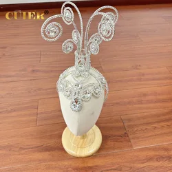 CUIER Exaggerated Rhinestone High Headpiece for Women Drag Queen Huge Size Hair Hat Jewelry