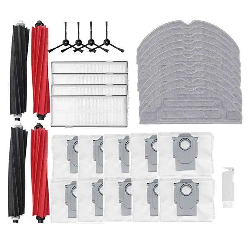 

A78E-Запасные части для Roborock S8 S8 Pro Ultra S8+: двойная основная щетка, HEPA-фильтр, салфетка для влажной уборки, мешок для сбора пыли, комплект запасных частей