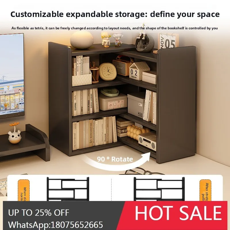 MJY Solid Wood Bookshelf Storage Rack Desk Multi-layer Storage Corner Cabinet