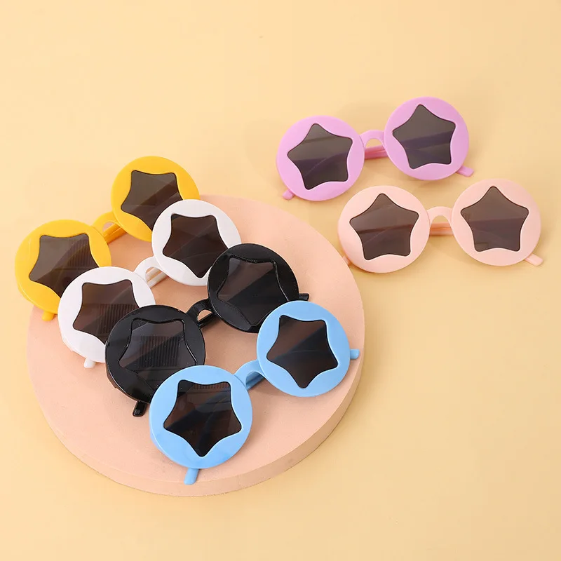 New Children' Round Frame Five Pointed Star Peronalized Decoration Baby Fahion Cute Sunhade Korean Edition Colored sun glasses