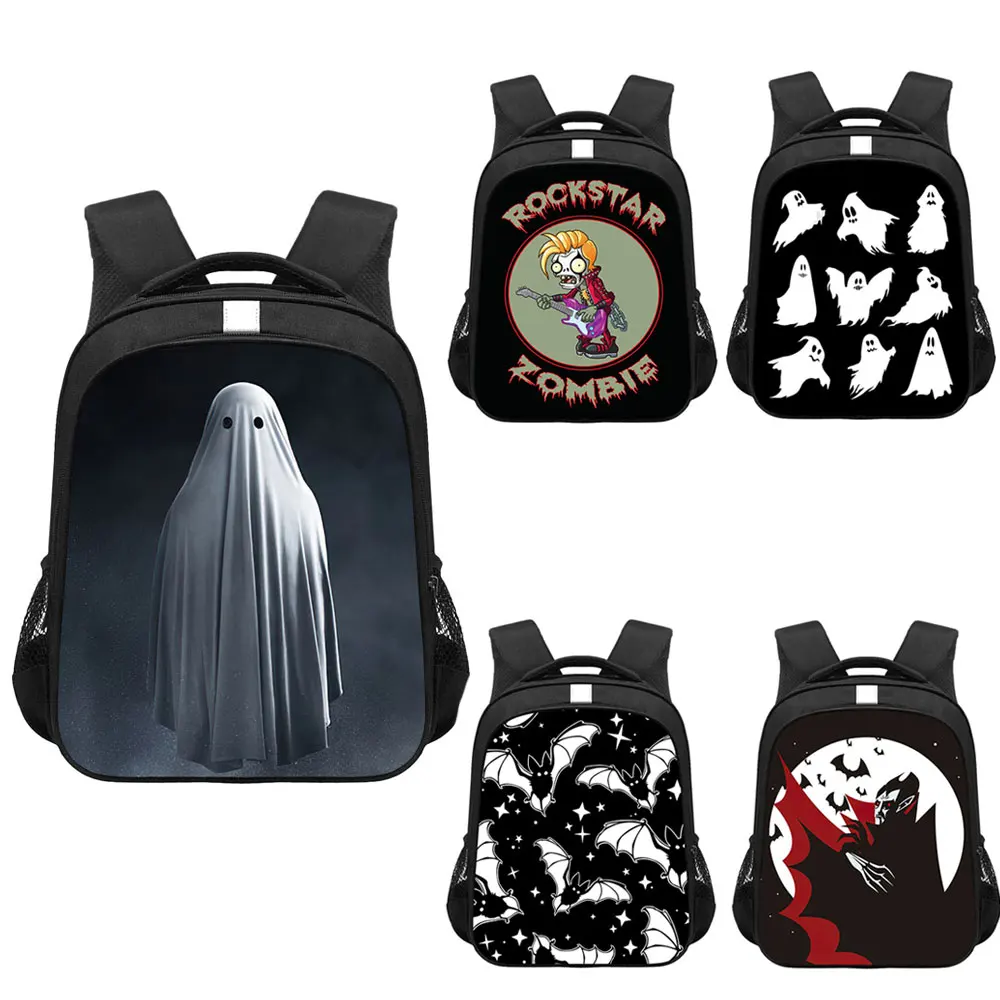 Horror Ghost Zombie Vampire Print Backpack Scary Bat Eyes Women Men Rucksack for Travel Children School Bags for Teenage Bookbag