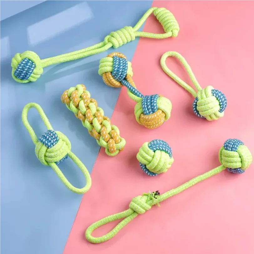 

Dog Toy Rope Ball Toy for Dogs Training Toy for Dogs Teeth Cleaning Tug Toy Interactive Knot Rope Resistant To Biting Molars