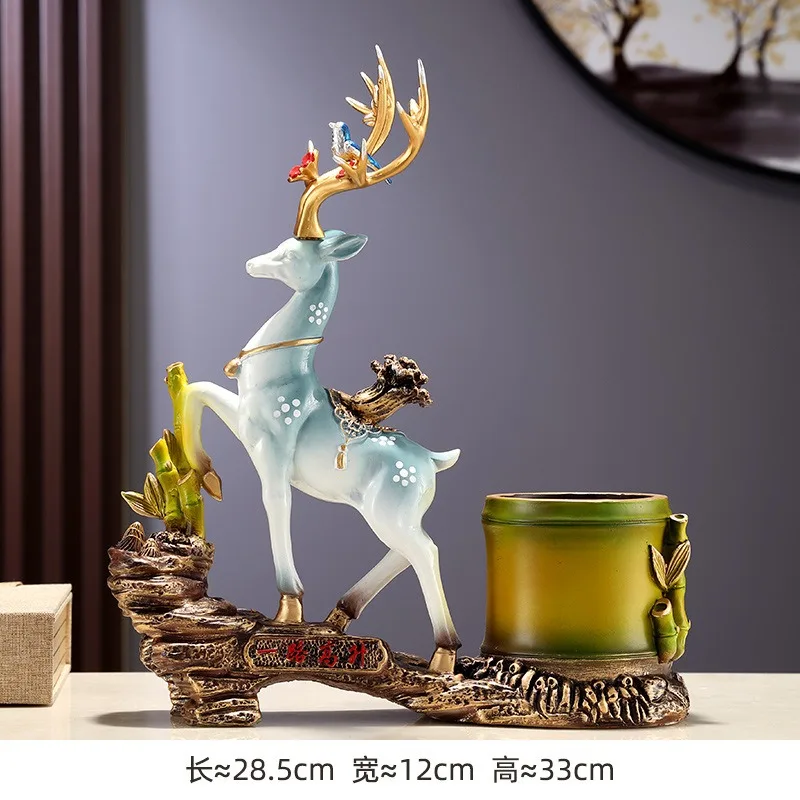 All the way to rise ornament deer, boss office desktop pen holder decorations, high-end company opening gifts