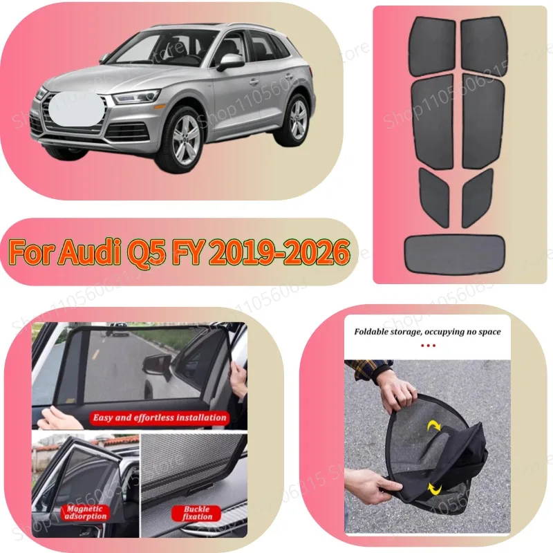 Magnetic Sunshade Curtain, Custom Mesh Car Window Shade For Audi Q5 FY 2019-2026