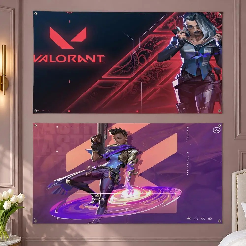 Valorant Flags Aesthetic Room Decor Wall Hanging For Bedroom Dorm Gaming Room And Parties