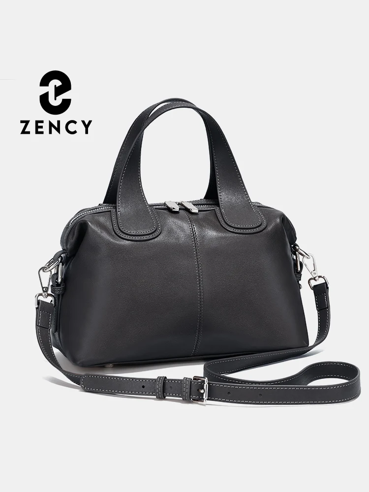 

Zency Genuine Leather Top-handle Bag For Women Stylish Boston Bag Shoulder Handbag Bolsa Crossbody Large Capacity Satchel Bags