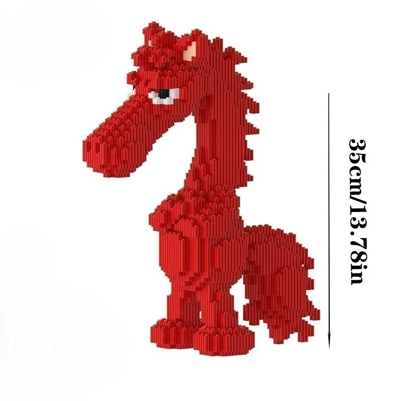 مكعبات بناء سنة الحصان ثلاثية الأبعاد لعبة ألغاز عالية الصعوبة، نموذج تجميع ذاتي الصنع تمثال حصان مصنوع يدويًا لديكور غرفة المعيشة