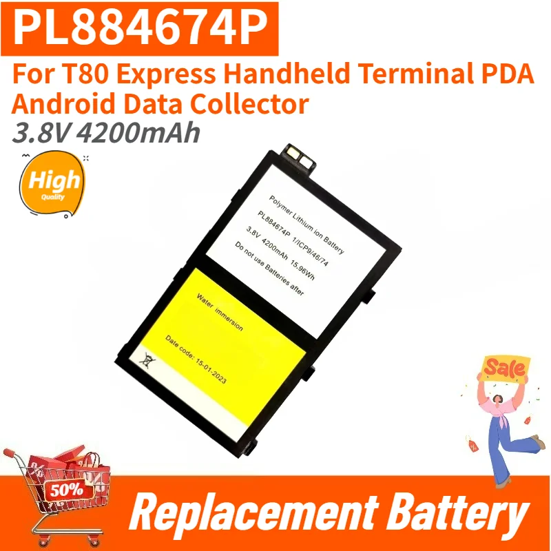 High Quality PL884674P Replacement Battery 3.8V 4200mAh for T80 Express Handheld Terminal PDA Android Data Collector Brand New