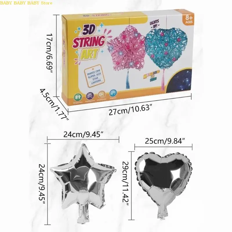 Q81AランタンクラフトキットキッズフォーキッズDIYストリングアートキットLEDナイトライト