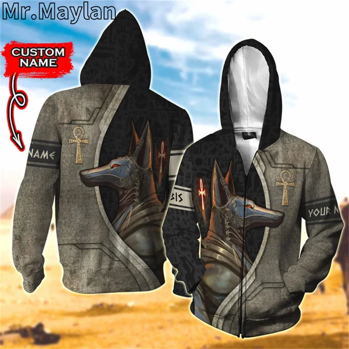 ANUBIS THE ANCIENT GOD OF EGYPT EMPIRE CURVES ART 3D Unisex Hoodie Men Sweatshirt Street Zip Pullover Casual Jacket Tracksuits