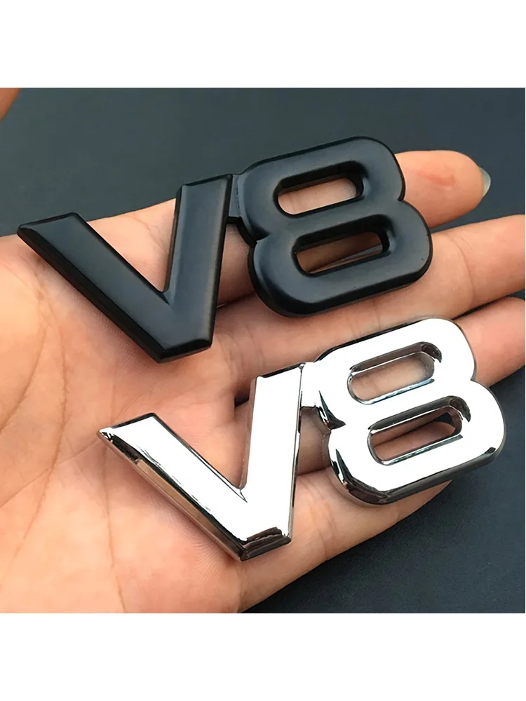 2pcs V8 Emblem 3D Metal Sticker Badge Fender V8 Racing Emblem Black Auto For Universal Cars motorcycle