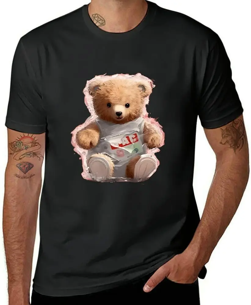 Funny T-Shirt Packaged Bear Sneaker Matching T-Shirt Black  Cotton Luxury brand vintage oversized