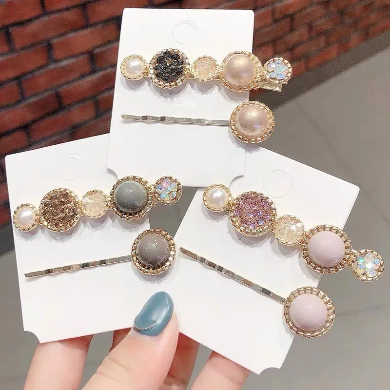 

New Korean Hair Clip - Pearl Rhinestone Side Bang Clips for Women, Elegant Back of Head Hairpins, Fashion Hair Accessories