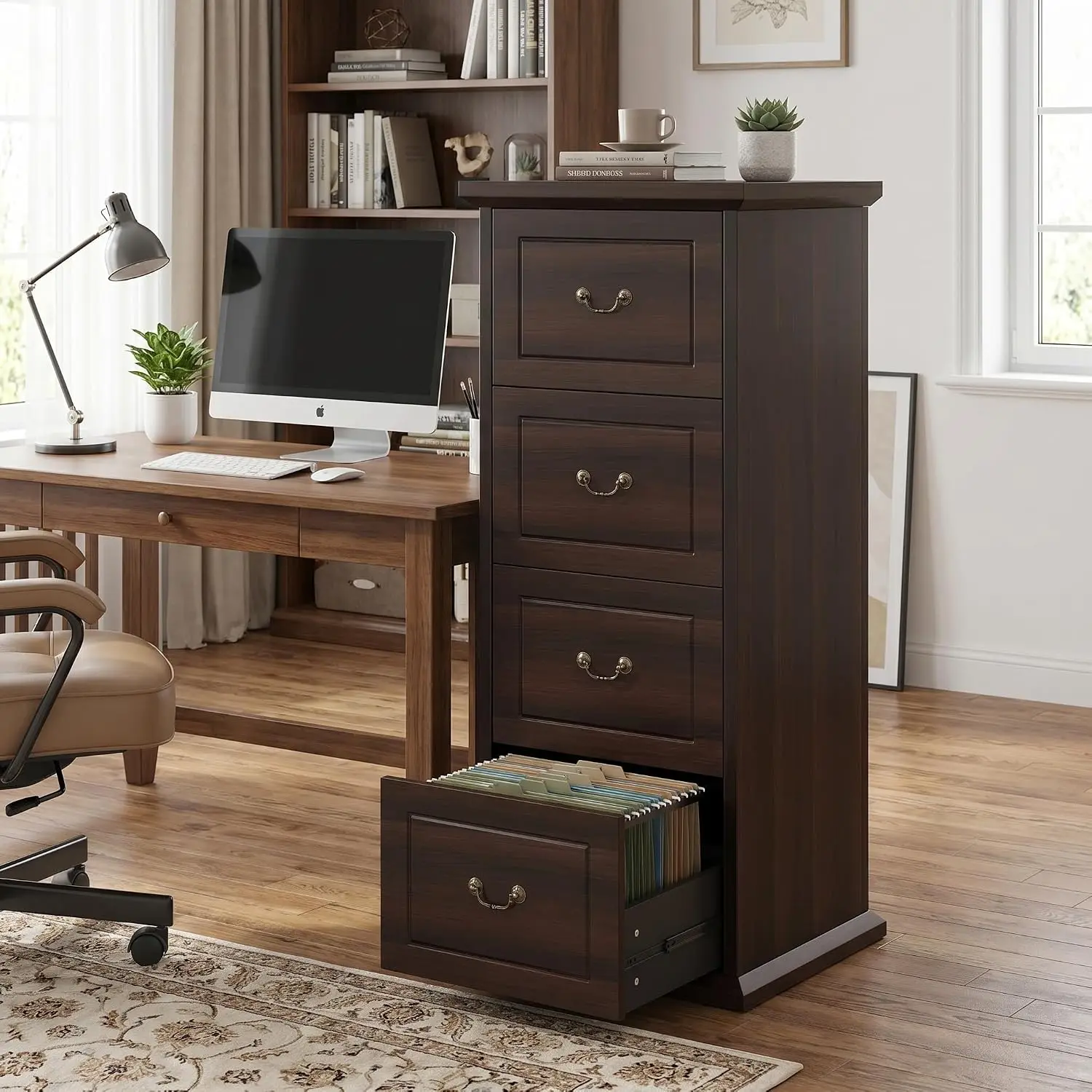 Wooden Vertical 4-Drawer File Cabinet For Home Office Storage, Customized