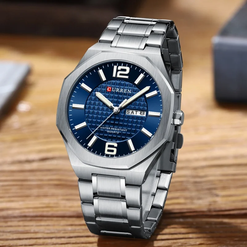 CURREN 8476 موضة ساعة كوارتز رجالية بسيطة كلاسيكية التقويم مقاوم للماء مضيئة الأعمال ساعات عادية للرجل reloj hombre