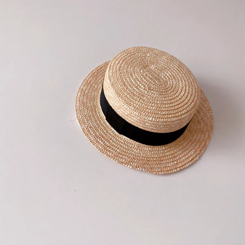 Korean Kids Wheat Straw Hat Summer Boys Girls Beach Hat 2024 Big Brim Sun Hat Newborn Accessories