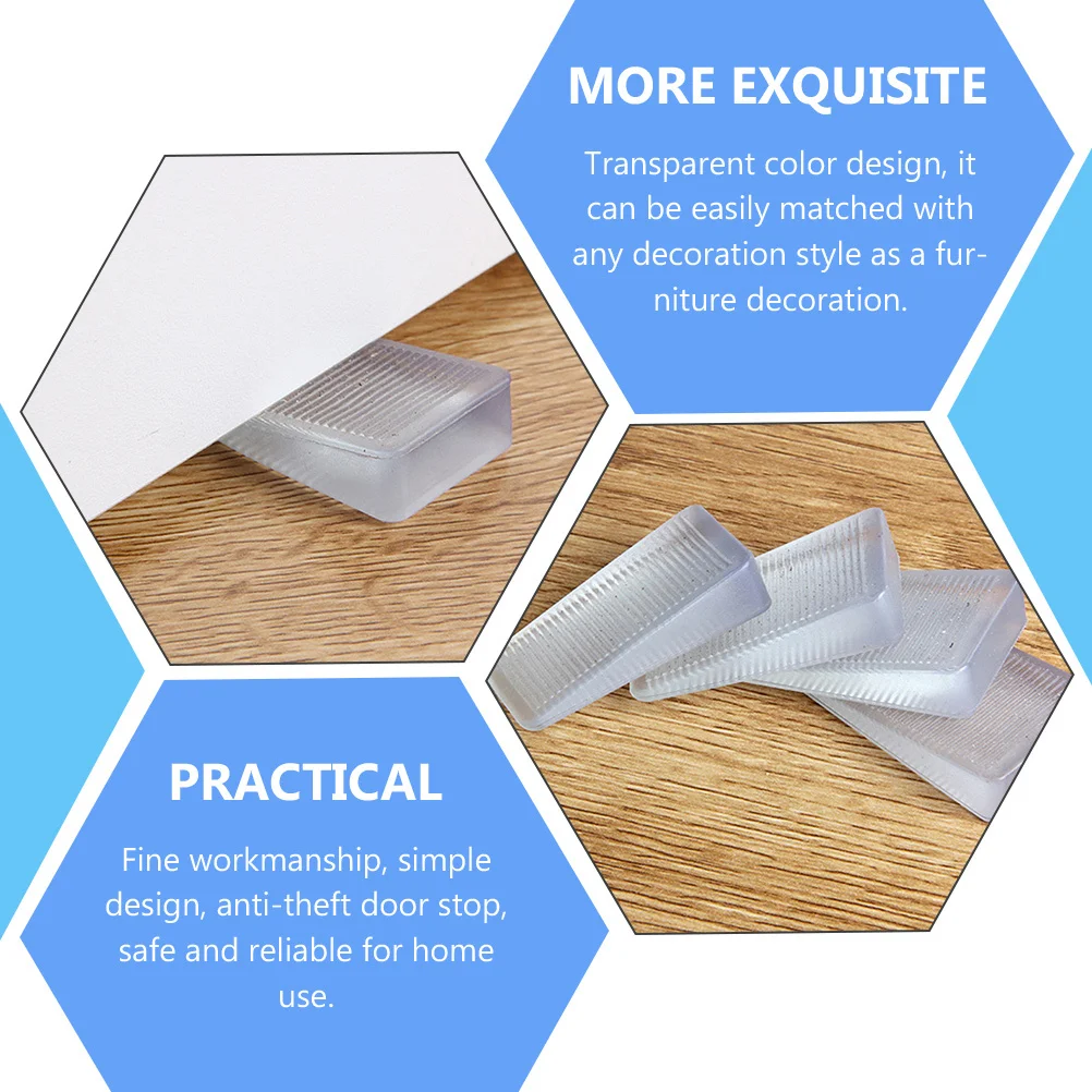 

8Pcs Transparent PVC Door Stoppers Nail-Free Anti-Pinch Door Wedges for Home Office Safety Protection Furniture Leveling Shims