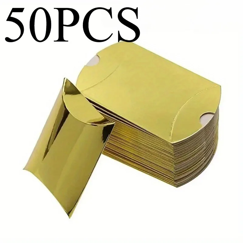 50 SZTUK Złote pudełka na cukierki Papier pakowy Pudełka na prezenty świąteczne Upominki ślubne Dekoracje urodzinowe