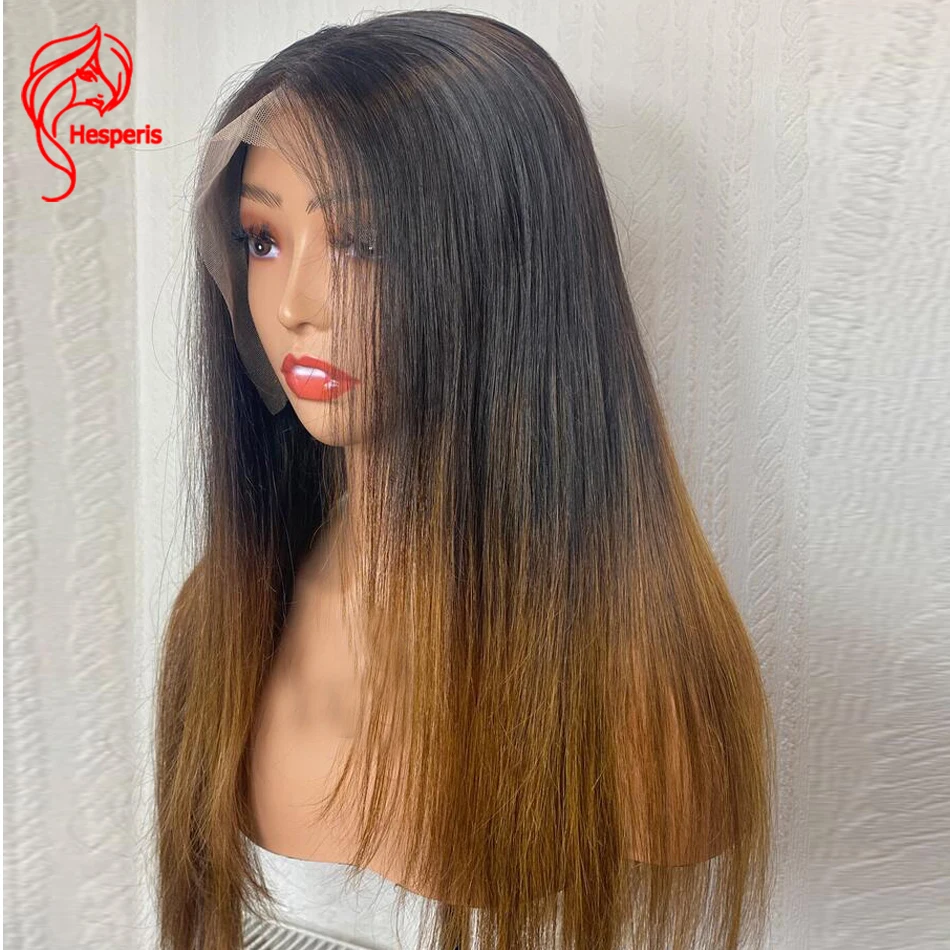 

Hesperis Silky Straight Layered Human Hair Wig With 13x6inches Lace Frontal Ombre Colour Human Hair Wigs Pre Plucked For Women