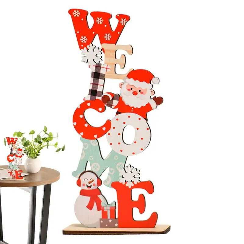 Christmas Wooden Table Centerpieces Letter Christmas Ornaments Wooden Decoration Wooden Rustic Tabletop Decorative Sign For