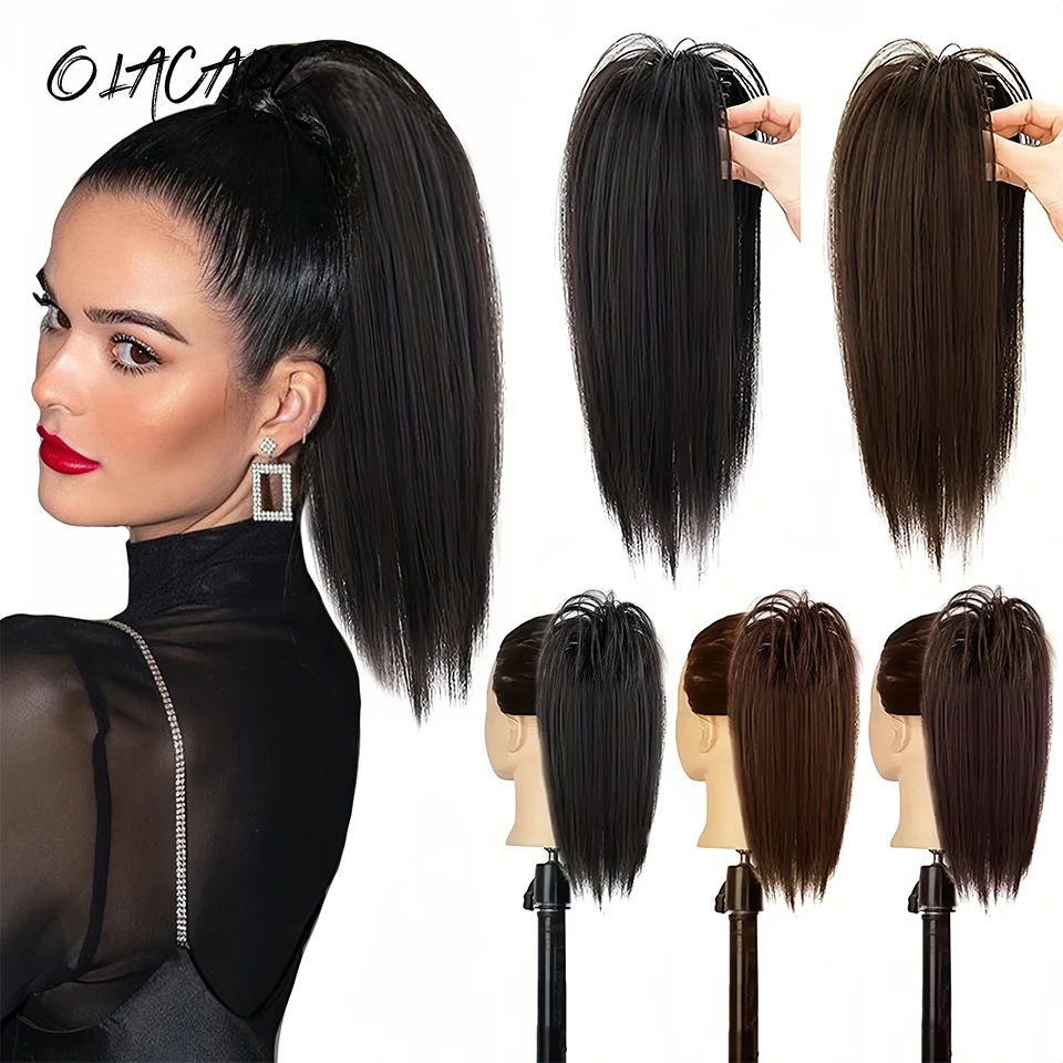 Synthetic Ponytail Claw Clip Ponytail Extensions Short Straight Ponytail Natural Wig Ponytail Ladies Ponytail Black Hair Clip