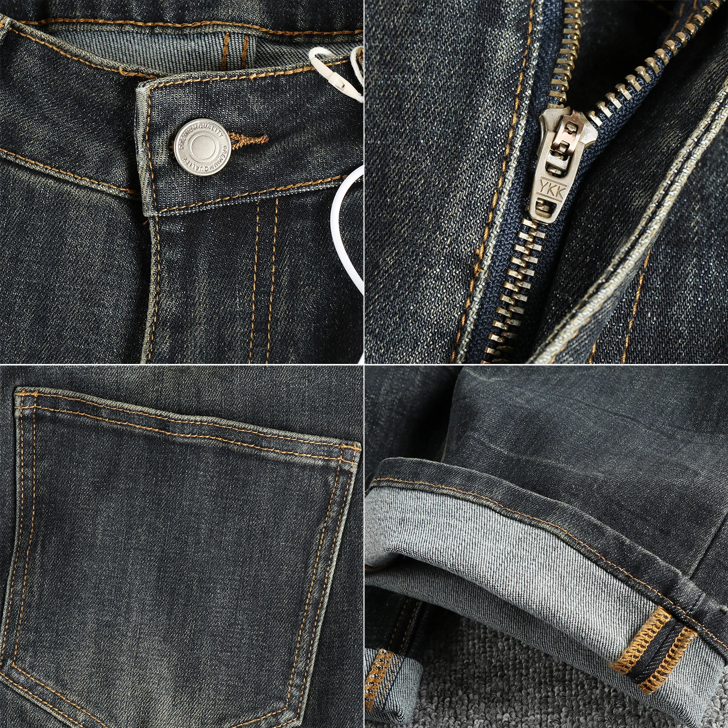 Vintage blue gray wash to make old American high street jeans for men comfortable small straight leg trend youth long pants