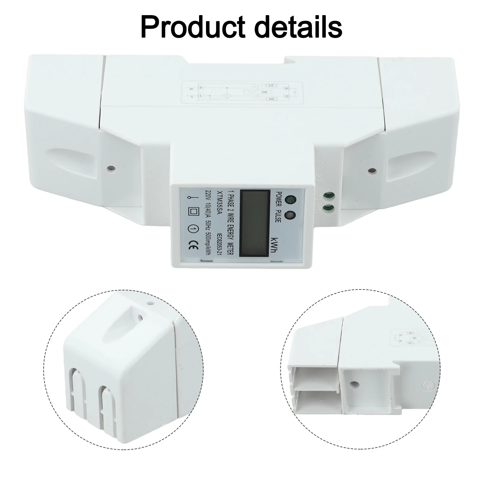 DIN-Rail High Accuracy Single Electric Energy Measurement Meter for 40A Consumption DIN Rail Installation DIN-Rail