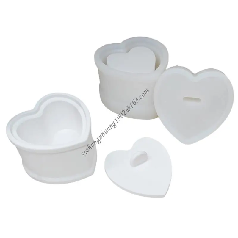 

Q6RB Large Heart Shaped Silicone Pots Mold Resin Trinkets Holder Mould