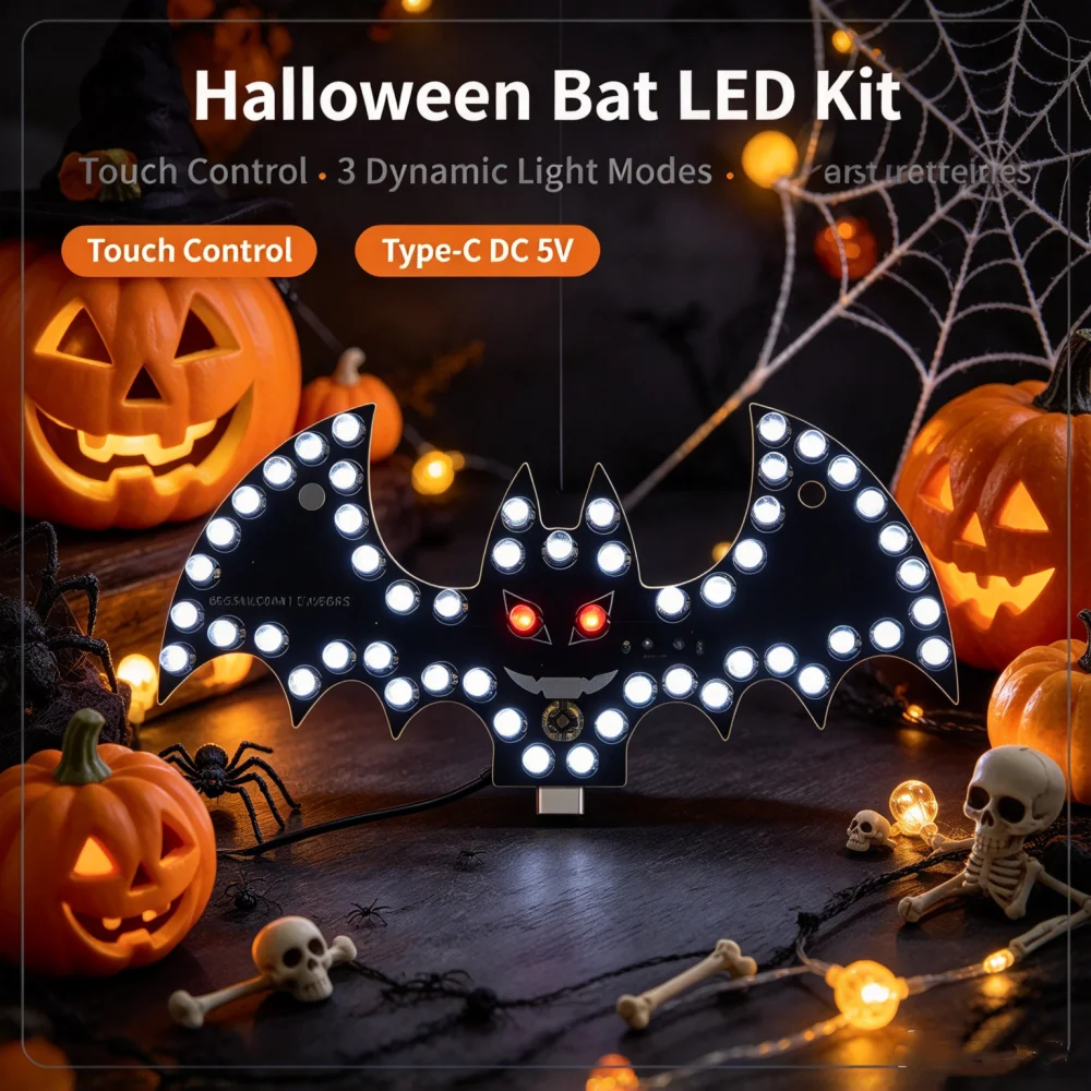 Diy Electronics Kit Animal Bat Soldering Practice Module Electronic Beginner Learning Diy Welding Board For Halloween Decoration