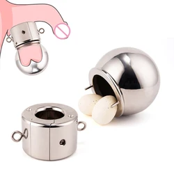 Super Weight Testicles Ball Stretcher Male Heavy Duty Cock Ring Scrotum Pendant Lock CBT Metal Penis Ring BDSM Sex Tooys For Man