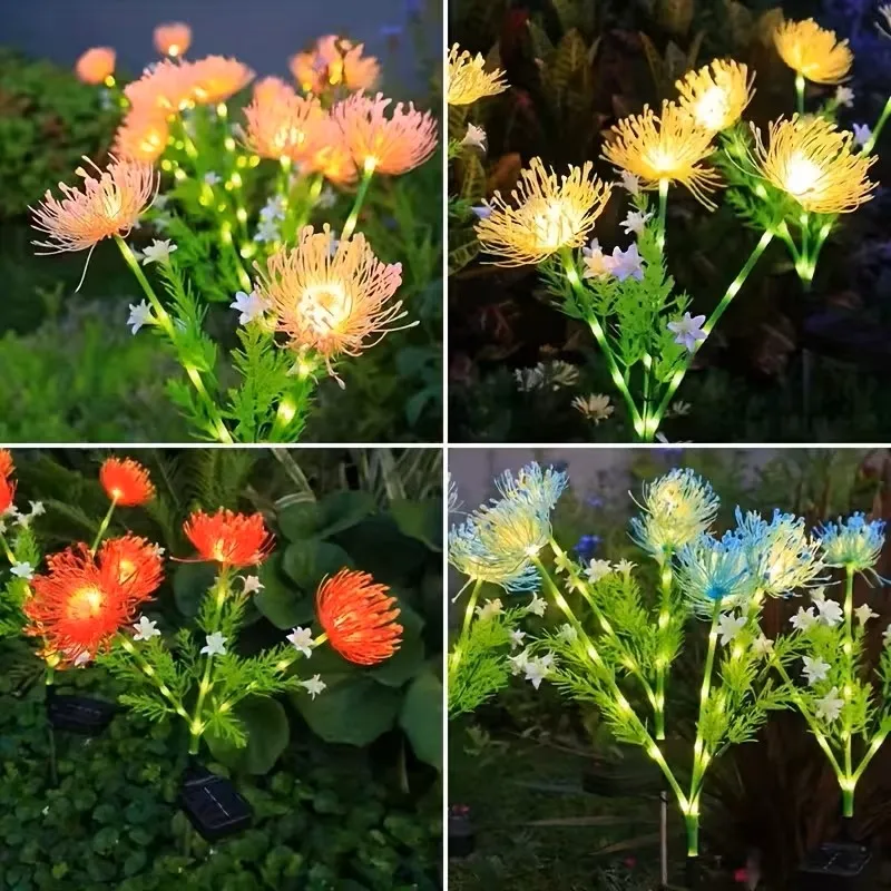 1Pc Solar Spider Lily Stake Light, Waterproof Outdoor Garden Flower Lamp for Pathway Patio Wedding Decor Gift