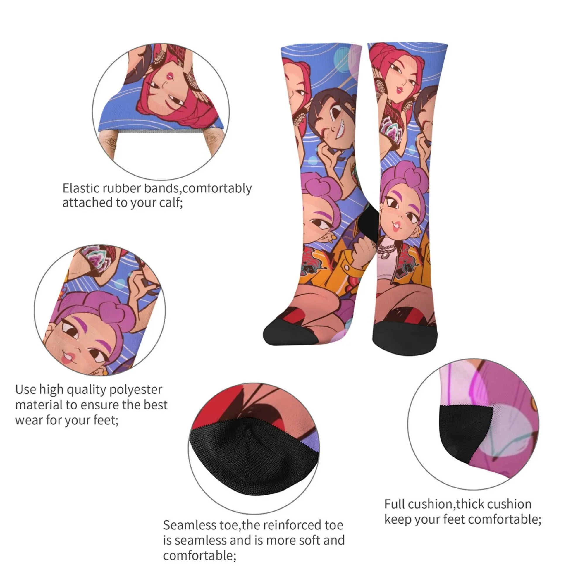 Skarpetki Huntrix Girlgroup Happy Socks Nowatorskie Skarpetki K-POP Demon Hunter Śmieszne Skarpetki Styl Harajuku Unisex Wygodne Modne Skarpetki Anime Prezent
