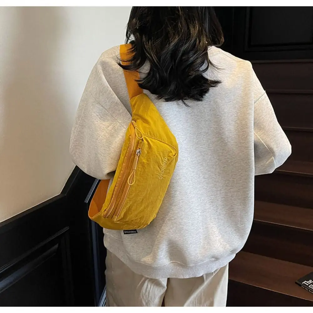

Portable Solid Color Nylon Fanny Packs Crossbody Bag Cloth Crossbody Waist Pack Korean Style Large Capcity Chest Bag Shopping