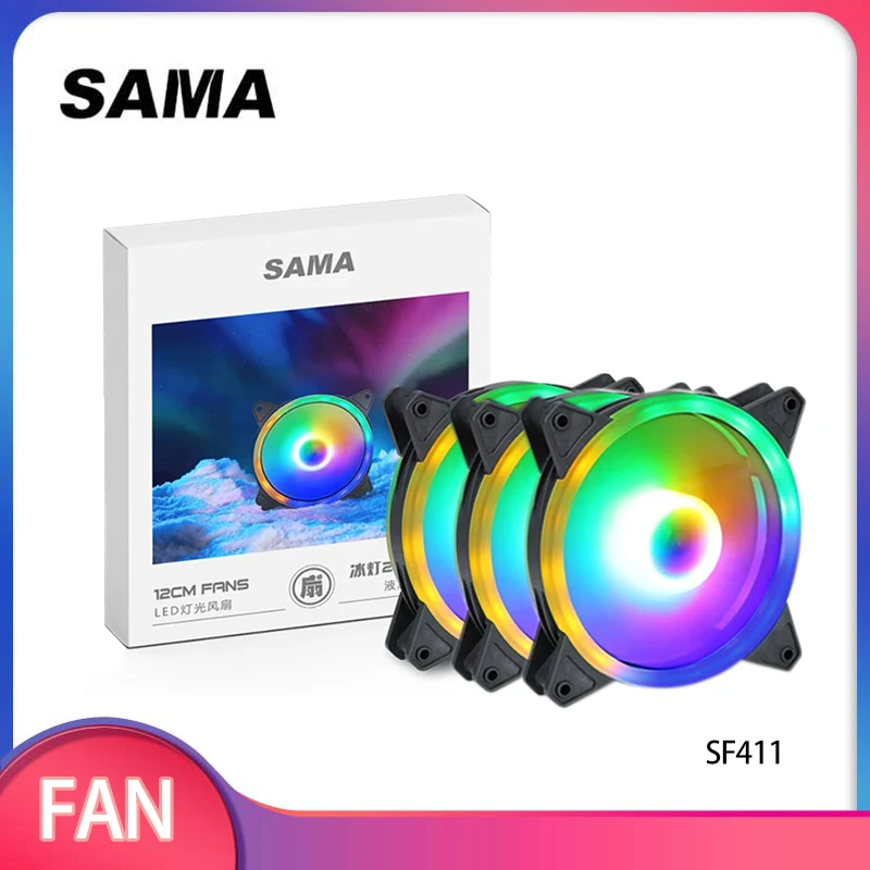 Ventoinha RGB SAMA para CPU e Gabinete 120mm Silenciosa para Refrigeração de Computadores Gamer, Radiador Silencioso para Acessórios de PC com LED