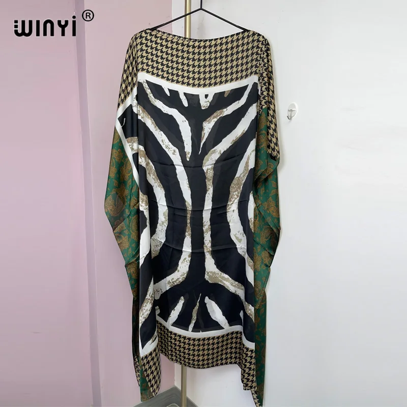 WINYI Summer beach Dress NEW Print Boho Hijab Loose vetidos Elegantes Muslim Abaya Robe Gown Sexy Lady Party maxi holiday kaftan