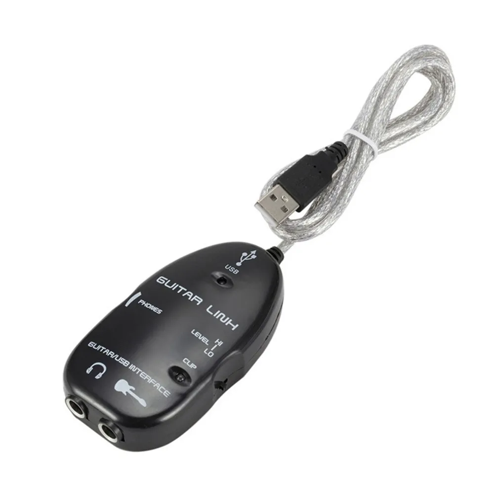 1 m langes Gitarren-zu-USB-Kabel, weiß/schwarz, USB-Schnittstelle ​ Kabel zur Audioaufzeichnung ​   Mit Software-CD ​ ​ Adapter für Gitarren-PC ​