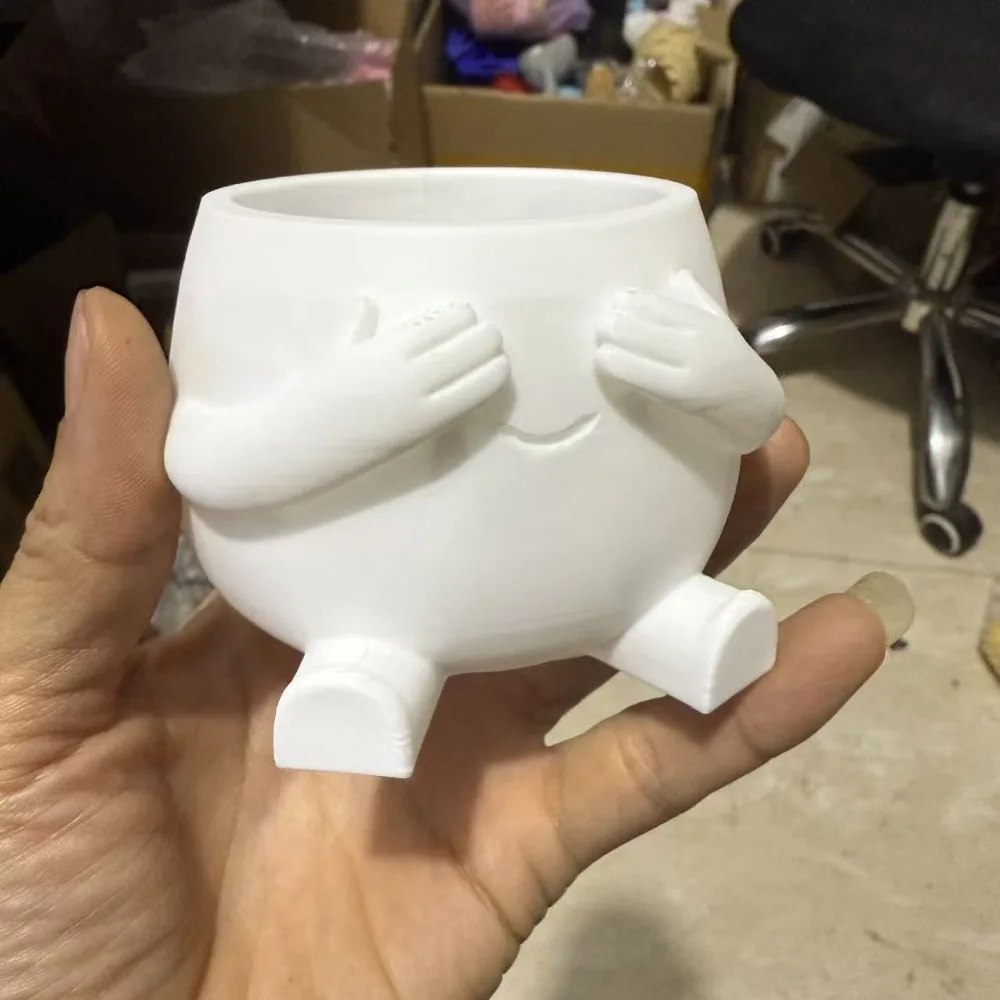 3D Printed Hugging Cat Succulent Planter Pot Happy Expression Novelty Shy Cover Eyes Character Plant Pot Plastic Lifelike