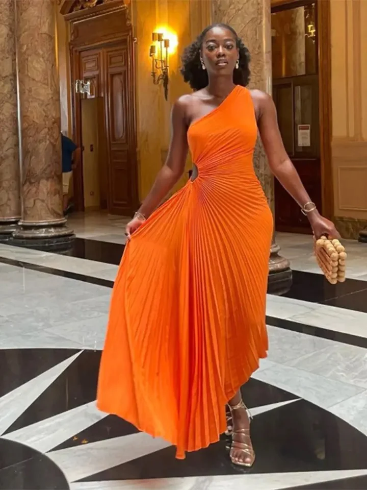 Seksowna, plisowana, marszczona sukienka A-line dla kobiet, z wysokim stanem, dekoltem w serek, długa, wyszczuplająca suknia wieczorowa, elegancka, na studniówkę, letnia moda.