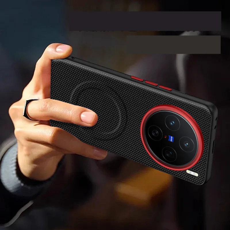 حافظة لهاتف Vivo X200 Ultra X200s X200 Pro Mini PU جلد غير لامع مغناطيس Magsafe غطاء خلفي مصد شحن لاسلكي Funda