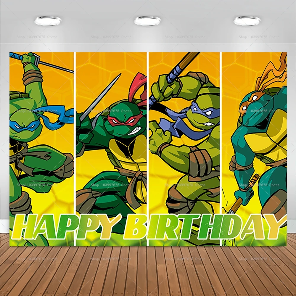 The Ninja Turtles Party Backdrop Decoration Kids Baby Shower Birthday Photography Background Tortoise Photo Banner Studio Props