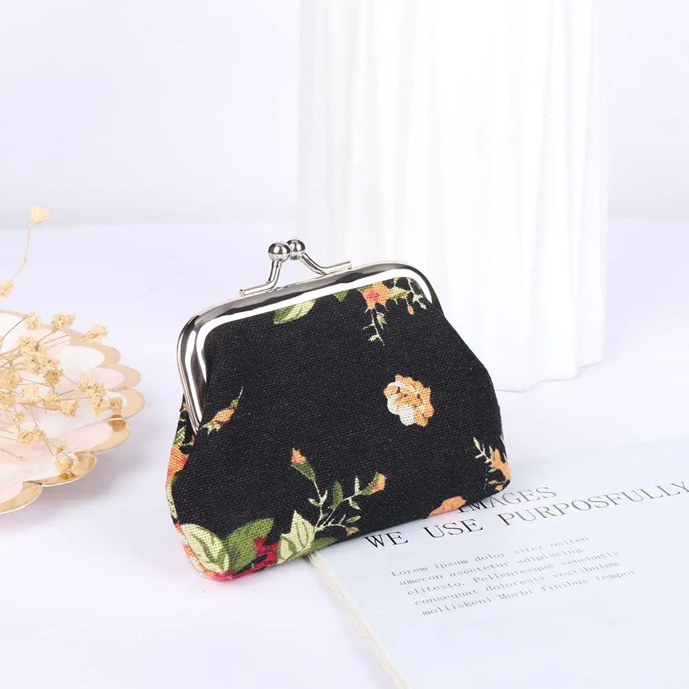 Lady Women  Vintage Flower Hasp Retro Credit Card Holder Clutch Bag Small Wallet Coin Purse