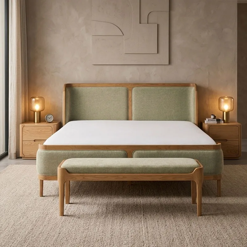One-of-a-Kind Luxury Furniture High quality Modern Bedroom Velvet Upholstered King Size Bed.