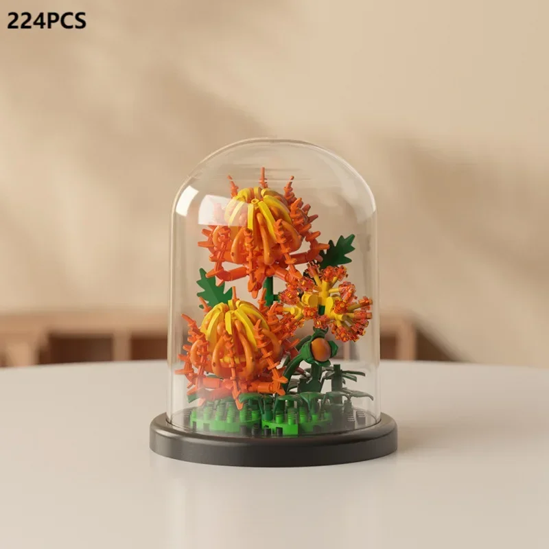 MOC Eeuwige Boeket Rose Bouwstenen Bloem Gebouw 3D Set DIY Eeuwige Boeket Display Box Baksteen Speelgoed voor Home Office Decor