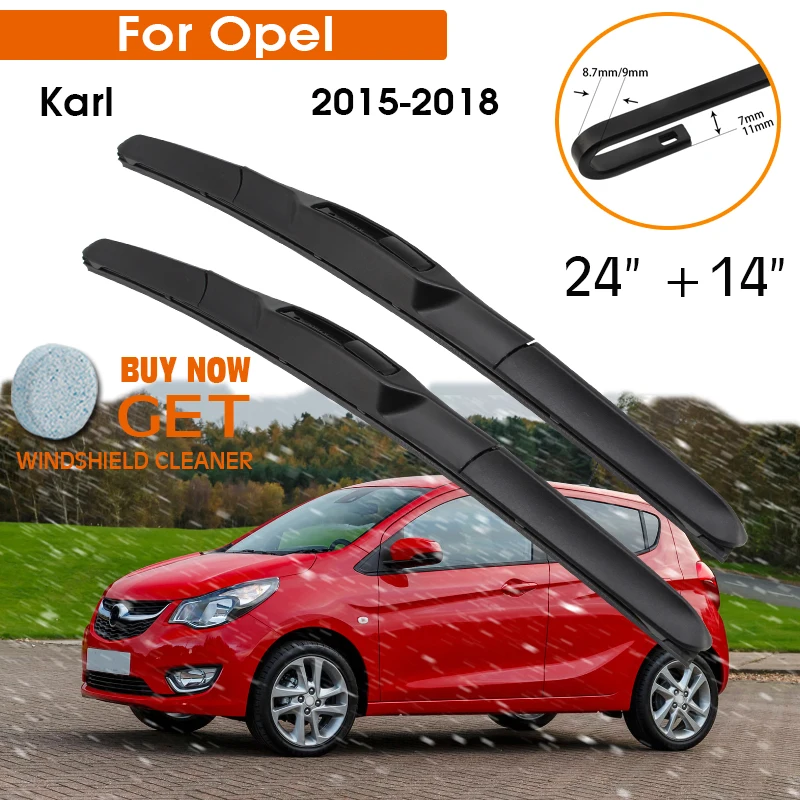 

Car Wiper Blade For Opel Karl 2015-2018 Windshield Rubber Silicon Refill Front Window Wiper 24"+14" LHD RHD Auto Accessories