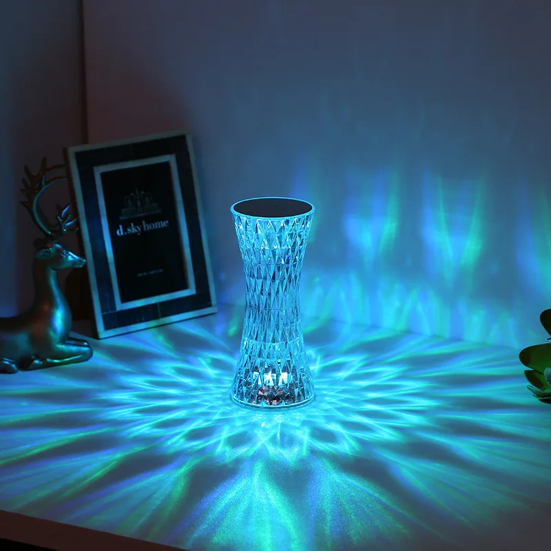 

Cross-border European and American small waist high decorative table lamp eye protection crystal induction lamp