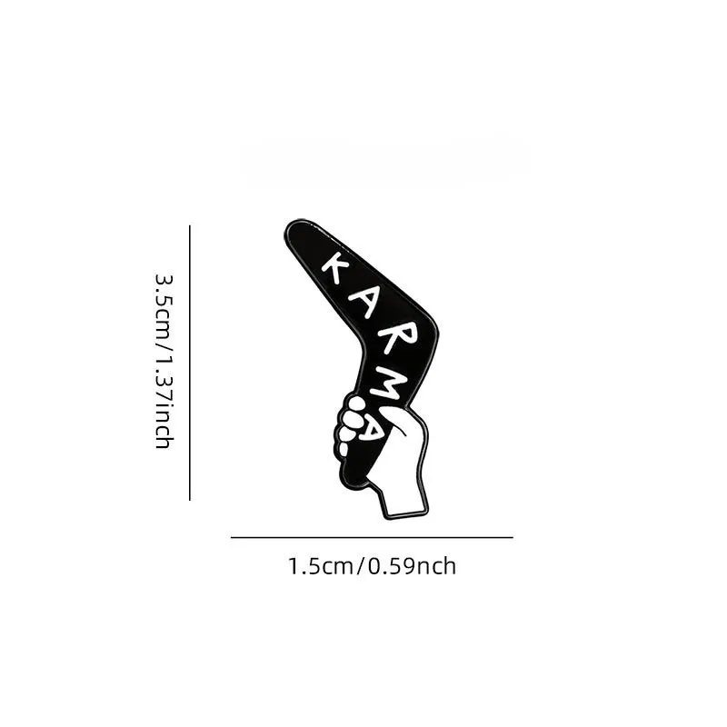 Karma Boomerang Enamel Pin Hand Hold Boomerang Badge Funny Letter Lapel Pin Novelty Meme Brooch Backpack Clothing Decor Jewelry