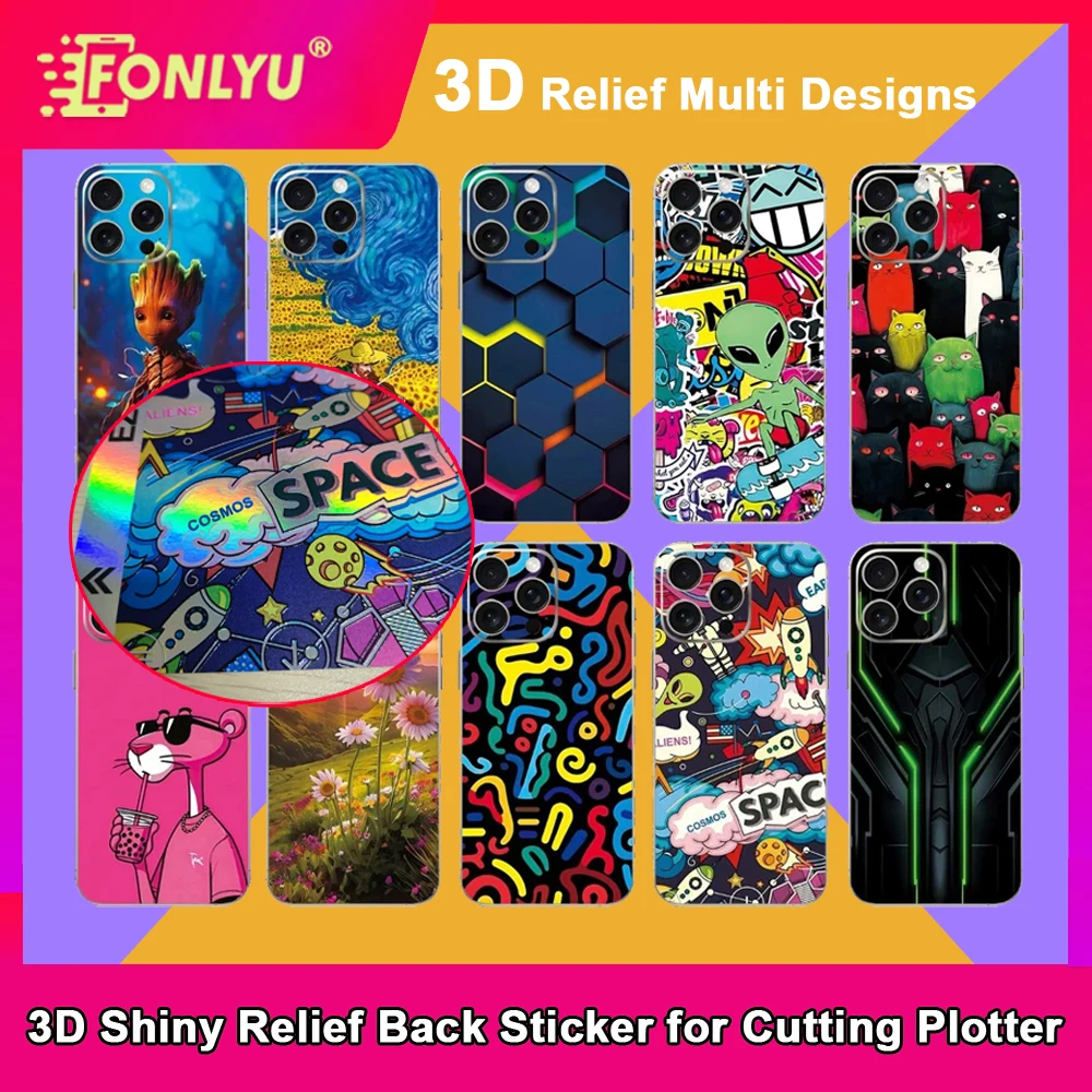 

FONLYU 50pcs Back Stickers for Mobile Phone Skins Colorful Back Glass Rear Cover Protective Film Cutting Machine Plotter Devia